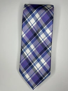 Nautica Tie / Purple Blue Plaid / 100% Silk / L-57in & W-3in - Picture 1 of 4