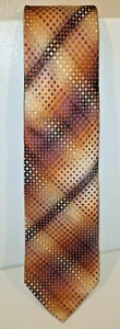 Kenneth Cole NY Men’s Necktie Silk Geometric Design Coppers/Gold/Browns 58” - Picture 1 of 12