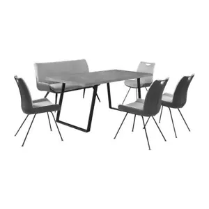 Coronado 5 Piece Pewter Rectangular Dining Set - Picture 1 of 7