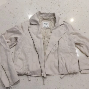 Women’s Abercrombie & Fitch Beige Creamy Moto Jacket Size S - Picture 1 of 13