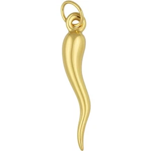Collar colgante Cornicello cuerno italiano real oro amarillo 14K sólido 1/20 - Imagen 1 de 6