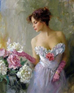 Hand Painted Oil Painting Konstantin Razumov Girl Modern Abstract Wall *199 - Picture 1 of 2