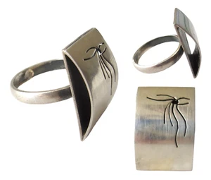Vintage Danish Designer Ring Geometric Dome Hollow Out Arched with Spider UK-P/O - Picture 1 of 17