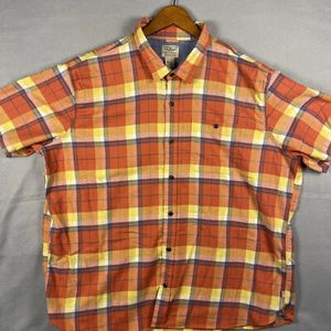 LL Bean Short Sleeve Shirt 2XL Plaid Spring Colors Pocket Heavy Button Up - Picture 1 of 10