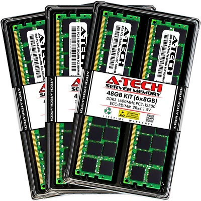 48GB 6x 8GB PC3-12800R RDIMM Dell PowerEdge R620 Memory RAM - Image 1 of 3