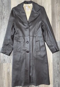 Deer Wear Echt Hirsch Leder Jacke Herren 38 Damen 10 Braun Lang Vintage - Bild 1 von 10