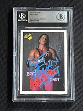BRET HART 1990 CLASSIC WWF SIGNED AUTOGRAPHED CARD BECKETT BAS AUTHENTIC