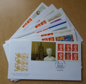10 x 'HB' 4 x 1st Class barcode booklet pane 1990s first day covers. - Picture 1 of 6