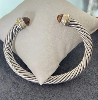Pulsera David Yurman Oro 925 y 14k Cable 7mm con Citrino-Medio  Foto 1 de 4