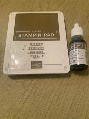 Б/у снятый с производства Stampin Up! Мягкая замшевая чернильница и соответствующая чернильница - Изображение 1 из 2