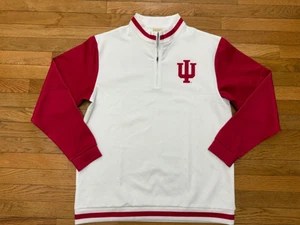 19 Nine Retro Indiana Hoosiers White 1/4 Zip Pullover Jacket Warm Up Sz XL EUC - Picture 1 of 4