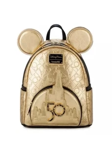 Zaino Disney World 50° Anniversario Celebrazione Oro Goffrato Loungefly - Foto 1 di 4
