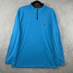 Carhartt Relaxed Fit 1/4 Zip Pullover Sweater Men’s L Force Extremes Blue Logo - Picture 1 of 12