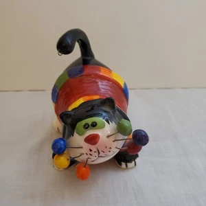 Amy LaCombe schwarze Katze Kätzchen Figur Ornament bunt Winter Weihnachten Kätzchen - Bild 1 von 8