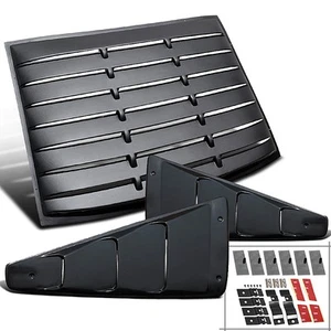 For Ford Mustang GT/ Base Side 1/4 Vent+Rear Window Louver Cover Black - Picture 1 of 2