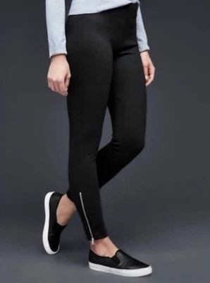 GAP True 黑色 Ponte 紧身裤带拉链口音中号 — 第 1/4 张图片