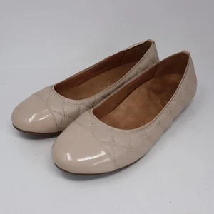 Vionic Desiree Shoes Womens 9 Nude Beige Leather Quilted Ballet Flats Comfort - Picture 1 of 6