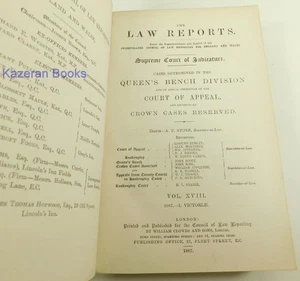 Antique Victorian Leather Book The Law Reports Queens Bench Division 1887 - Picture 1 of 13