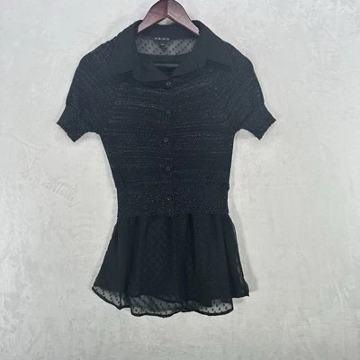 Vintage FANG Top Womens S Black Knit Metallic Layered Fairy Y2K Goth Punk Grunge - Image 1 of 4