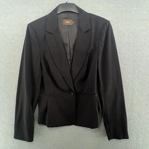 Reiss Blazer Jacket Size 14 Womens Black Business Workwear Single Button Wool - Picture 1 of 10