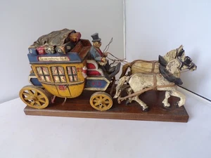 Vintage REGENSBURG Germany Carved Wooden Coach Stagecoach Model Carving - Picture 1 of 23