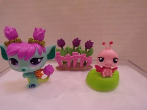 Littlest Pet Shop~#2610~Glistening Garden Tulip Fairy~Blue Pink~#2611~Butterfly - Picture 1 of 3
