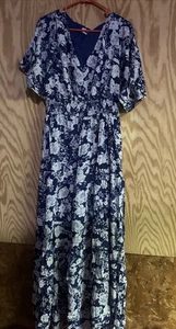 Abito donna rosa giglio taglia XL blu floreale - Foto 1 di 4