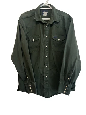 Wrangler Pearl Snap Shirt Men's VTG  Brushpopper Brush Popper Sz 2x green Ranch - Image 1 of 4