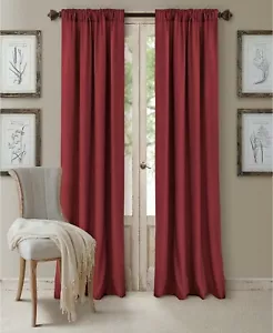 Elrene Cachet Faux Silk 3-in-1 Room Darkening 52" x 84" Curtain Panel - Brick - Picture 1 of 6