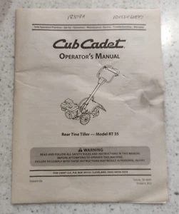 CUB CADET REAR TINE TILLER - OPERATOR's MANUAL - MODEL RT 35 - Picture 1 of 3