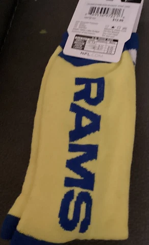NFL Los Angeles Rams 4 Stripe Deuce Crew Socks - Men’s Large 10-13 Cover