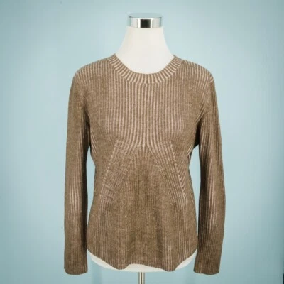 Patagonia Size Large L Brown Pink Ribbed Water Girl Crew Wool Cotton Sweater - Image 1 of 4