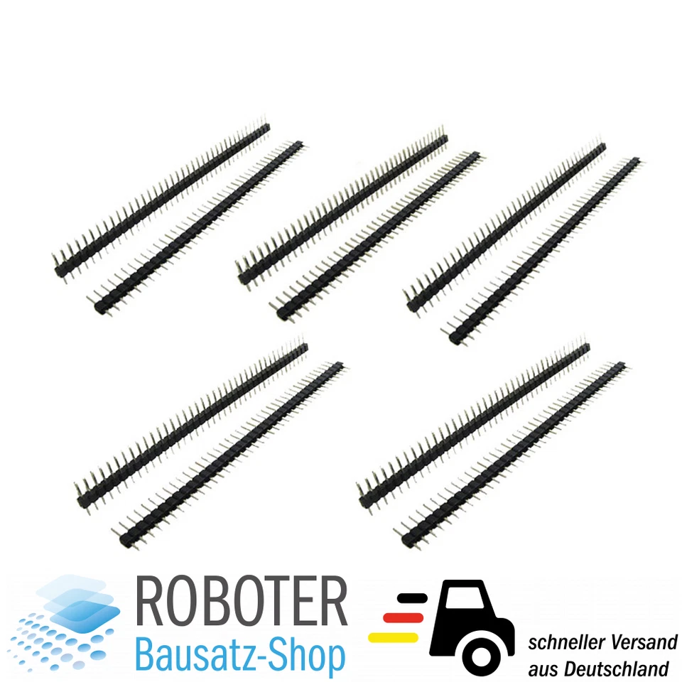 10x 40 Pin 2,54 mm Stiftleiste Male Pin Header einreihig Arduino Raspberry Pi - Bild 1 von 1