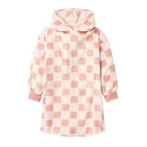Girls Oversized Hooded NightGown art class Pink S - Picture 1 of 2