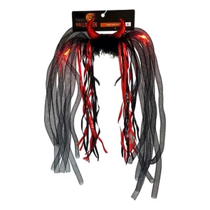 Halloween Hat Headband Light Up Party Bopper Costume Red Black Devil Horns - Picture 1 of 3