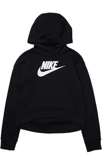 Nike Sportswear Club Kids Terry Cropped Hoodie Black Girls Size L - DR8510-010 - Picture 1 of 4