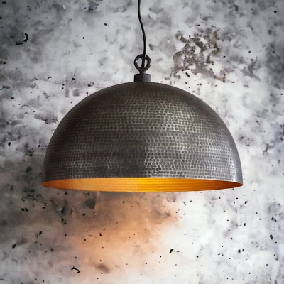 Modern Black Brass Dome Pendant Light - Image 1 of 4