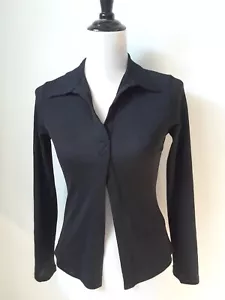 Small LILLY PULITZER Black Long Sleeve Cotton Stretch Open Front Top - Picture 1 of 4