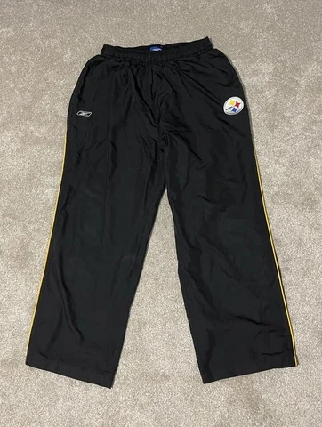 Pittsburgh Steelers Pants Mens Size 2XL Track Black Reebok NFL Embroidered Cover