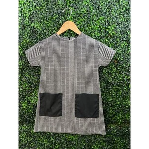 Zara, Herringbone Black and White Toddler Dress, Size 7 - Picture 1 of 5