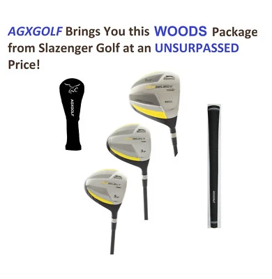 SLAZENGER MEN'S TALL +2 INCH LENGTH TITANIUM DRIVER + 3 & 5 WOODS GRAPHITE wHCs - Image 1 of 3