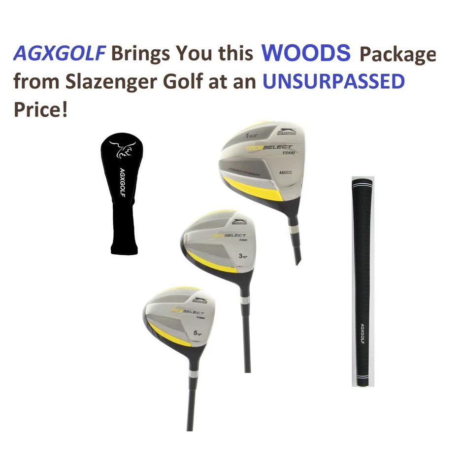 SLAZENGER HOMBRE ALTO + DRIVER TITANIO DE 2 PULGADAS DE LARGO + GRAFITO DE 3 Y 5 MADERAS con HC Foto 1 de 3