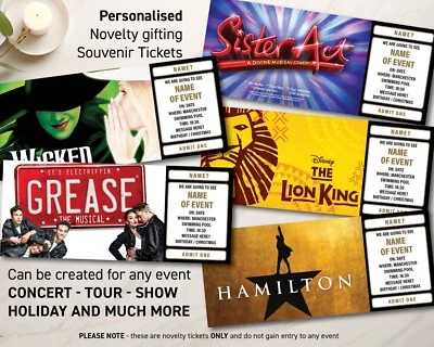 Personalised Birthday Theatre Ticket Event Ticket Show Concert Surprise Voucher - Image 1 of 4