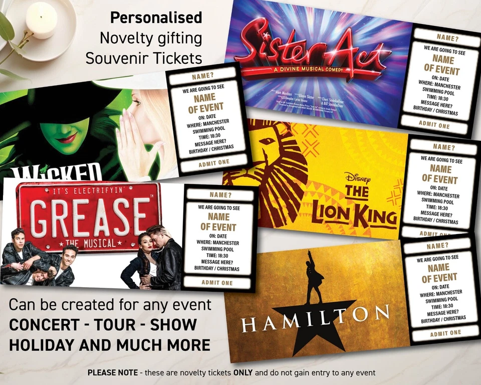 Personalised Birthday Theatre Ticket Event Ticket Show Concert Surprise Voucher - Image 1 of 4