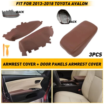 Se adapta a 2013 2014 2015 16-2018 Avalon Toyota reposabrazos de cuero cubierta del panel de la puerta marrón Foto 1 de 4