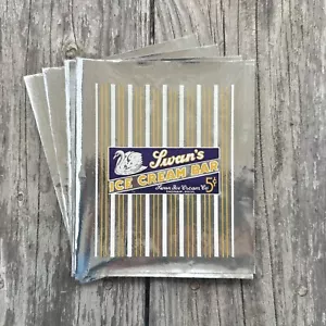 130 WHOLESALE 1950s Original SWAN'S ICE CREAM BAR Silver Foil Wrappers BULK LOT - Picture 1 of 4