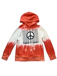 Gap Kids Take It Easy orange and white tie dye peace hoodie sweatshirt M(8-9yrs) - Picture 1 of 2