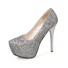 Elegant Women Round Toe Stilettos High Heel Wedding Dress Shoes Pumps 41 42 43 L