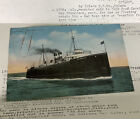 Transportation~Ann Arbor Car Ferry Ship Vintage Postcard & Informational Letter