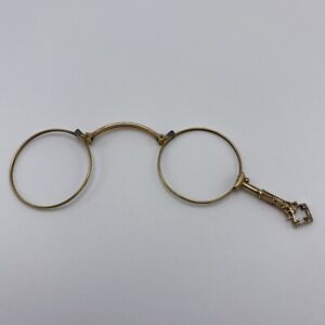 Antique 10k Gold Folding Eye Glass Frame Lorgnette Ornate Eyeglasses